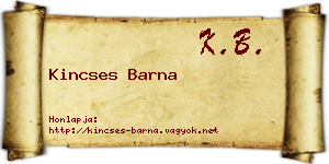 Kincses Barna névjegykártya